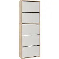En.casa Schoenenkast Lund met 5 kleppen spiegeldeuren sonoma eikenkleurig 169x60x24 cm []