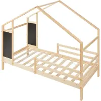 En.casa Kinderbed Lorenskog huisbed met matras 200x90 cm naturel []