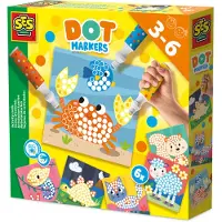 SES Creative Creative 14602 - Dot Markers Stiften met 6 Kleurplaten - Stip kunst maken - 3 XXL Dot Stiften - Grote stippen maken