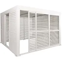 Mendler Alu Pergola -L46, paviljoen terrasoverkapping, 6x lamellenpaneel 6x schuifdeuren, 11 cm frame, 3x3 m ~ wit