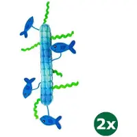 Kong kickeroo stickeroo met kreukgeluid en catnip blauw 2x 26x11,5x2 cm