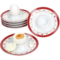 MamboCat Set van 6 porseleinen Christmas Dream eierdopjes met dienblad voor 6 personen