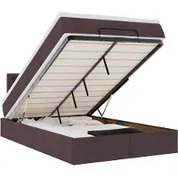 vidaXL Ottoman bed met matras 120x190 cm stof donkerbruin