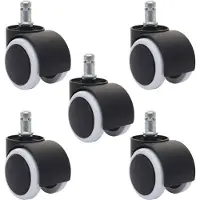 Mendler Set van 5 harde vloeren wielen -H86, bureaustoel wielen, 150kg draagvermogen Ø 11mm ~ wit