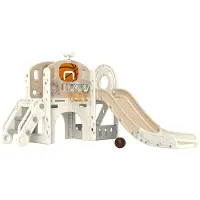 AIYAPLAY Kids Slide Kunststoff 186L x 153B x 111H cm Cremeweiß