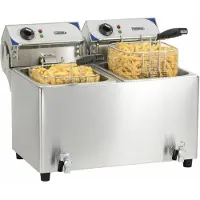 Casselin Elektrische friteuse met aftapkraan | 2 x 7 liter