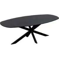 QUVIO Eettafel Sofia – Deens ovaal – 220x110 cm – Stalen kruispoot – FSC-gecertificeerd mangohout – Zwart