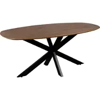 QUVIO Eettafel Sofia - Deens Ovaal - 180 x 90 cm - Stalen kruispoot - FSC gecertificeerd mangohout - Bruin