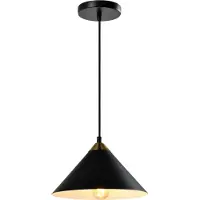 QUVIO Hanglamp retro - Kegelvorm - Gouden kop - D 25 cm - Zwart