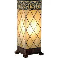Clayre & Eef Tiffany tafellamp, 18x45 cm, beige, bruin glas