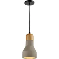QUVIO Hanglamp modern - Bolvormig hout met beton - Diameter 11,5 cm