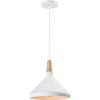 QUVIO Hanglamp Scandinavisch - Hoog design - Houten kop - D 26 cm - Wit