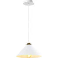 QUVIO Hanglamp retro - Kegelvorm - Gouden kop - D 25 cm - Wit