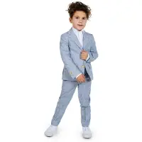 Opposuits kostuum Daily lichtblauw Jongens Polyester Reverskraag Streep - maat 98/104