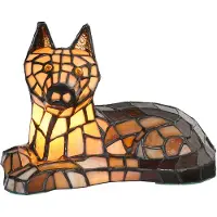 Clayre & Eef Tiffany tafellamp hond 25x13x17 cm glas tiffany bureaulamp