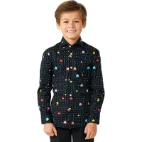 Opposuits SHIRT LS PAC-MAN Boys - Kids Overhemd - PAC-MAN Overhemd - Carnavalskleding - Zwart - Maat 6 Jaar