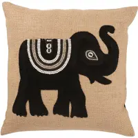 J-Line kussen olifant textiel naturel/zwart small 45x45x10.5cm
