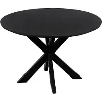 QUVIO Eettafel Sofia - Rond - Ø 130 cm - Stalen kruispoot - FSC gecertificeerd mangohout - Zwart