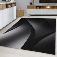 Muratap Plus vloerkleed laagpolig tapijt woonkamer zwart / grijs- 240x340 cm