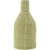 J-Line vaas flesvorm stippellijnen zeegras /wit 25x25x50cm
