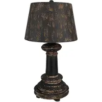Clayre & Eef tafellamp, diameter 35 cm, hoogte 64 cm, bruin, zwart, hout