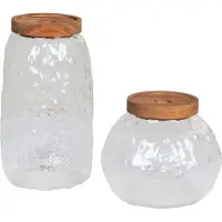 QUVIO Voorraadpotten glas en acaciahout set van 2