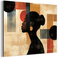 MuchoWow Aluminium schilderij 80x60 cm - Wanddecoratie metaal - Zijaanzicht - Vrouw - Vormen - Metalen muurdecoratie woonkamer - Decoratie industrieel - Foto op dibond - Industriële accessoires slaapkamer