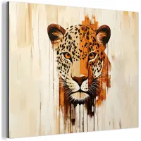 MuchoWow Aluminium schilderij 80x60 cm - Wanddecoratie metaal - Luipaard - Symmetrisch - Strepen - Metalen muurdecoratie woonkamer - Decoratie industrieel - Foto op dibond - Industriële accessoires slaapkamer