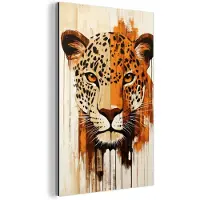 MuchoWow Aluminium schilderij 20x30 cm - Wanddecoratie metaal - Luipaard - Symmetrisch - Strepen - Metalen muurdecoratie woonkamer - Decoratie industrieel - Foto op dibond - Industriële accessoires slaapkamer