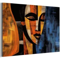 MuchoWow Aluminium schilderij 60x40 cm - Wanddecoratie metaal - Abstract - Portret - Kleurvakken - Metalen muurdecoratie woonkamer - Decoratie industrieel - Foto op dibond - Industriële accessoires slaapkamer