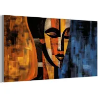 MuchoWow Aluminium schilderij 40x20 cm - Wanddecoratie metaal - Abstract - Portret - Kleurvakken - Metalen muurdecoratie woonkamer - Decoratie industrieel - Foto op dibond - Industriële accessoires slaapkamer