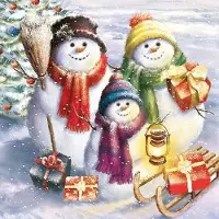 Ambiente Lunch Servetten Snowmen Family - - 33x33 cm