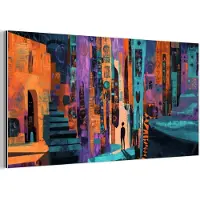 MuchoWow Aluminium schilderij 80x40 cm - Wanddecoratie metaal - Abstract - Figuren - Kleurrijk - Metalen muurdecoratie woonkamer - Decoratie industrieel - Foto op dibond - Industriële accessoires slaapkamer