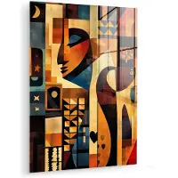 MuchoWow Glasschilderij 120x160 cm - Schilderij acrylglas - Figuren - Abstract - Symbolen - Foto op glas - Muurdecoratie woonkamer - Wanddecoratie slaapkamer - Schilderijen