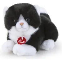 Trudi - Trudino Knuffel Kat 15 cm - Handgemaakt in Italie - Zacht pluche - Knuffeldier voor jongens en meisjes - Zwart Wit - 9x10x15 cm maat XS
