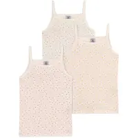 Petit Bateau Set van 3 meisjeshemdjes met bandjes en hartjes in katoen Meisjes Onderhemd - Wit/Oranje + Wit/Groen + Wit/Geel