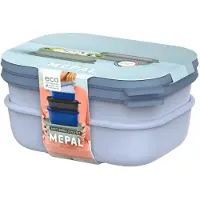 Mepal Promoset Meal prep bakje - Magnetronschaal - Cirqula rechthoekig 1000 ml 2 stuks - Nordic blue