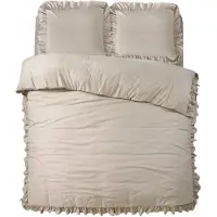 Sleeptime dekbedovertrek Ruffles - Taupe - Microvezel - 140x220