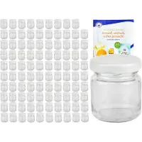 MamboCat Set van 100 potjes 53 ml Naar 43 wit deksel incl. Diamant Gelierzauber receptenboekje