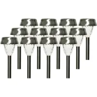 Lumineo Prikspot - 12x - LED - 24 cm - RVS - lantaarn stekers - solar verlichting- Buiten - Tuinverlichting - Tuinlampen - Solarlampen op zonne-energie
