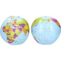 Concept 2x Opblaasbare speelgoed strandballen wereldbol 27 cm - Strandballen - Buiten speelgoed - Strand speelgoed