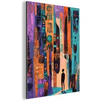 MuchoWow Aluminium schilderij 90x120 cm - Wanddecoratie metaal - Abstract - Figuren - Kleurrijk - Metalen muurdecoratie woonkamer - Decoratie industrieel - Foto op dibond - Industriële accessoires slaapkamer
