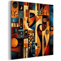MuchoWow Aluminium schilderij 90x90 cm - Wanddecoratie metaal - Figuren - Abstract - Symbolen - Metalen muurdecoratie woonkamer - Decoratie industrieel - Foto op dibond - Industriële accessoires slaapkamer