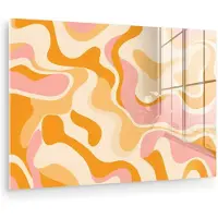 MuchoWow Glasschilderij 180x120 cm - Schilderij acrylglas - Abstract - Golvend - Oranje - Foto op glas - Muurdecoratie woonkamer - Wanddecoratie slaapkamer - Schilderijen