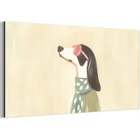 MuchoWow Aluminium schilderij 120x60 cm - Wanddecoratie metaal - Hond - Zonnebril - Sjaal - Metalen muurdecoratie woonkamer - Decoratie industrieel - Foto op dibond - Industriële accessoires slaapkamer