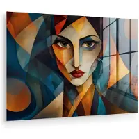 MuchoWow Glasschilderij 180x120 cm - Schilderij acrylglas - Portret - Abstract - Vormen - Foto op glas - Muurdecoratie woonkamer - Wanddecoratie slaapkamer - Schilderijen