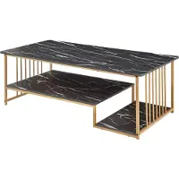 En.casa Salontafel Klibro marmerlook zwart en goudkleurig 120x60x42 cm []