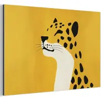MuchoWow Aluminium schilderij 30x20 cm - Wanddecoratie metaal - Cheetah - Illustratie - Geel - Metalen muurdecoratie woonkamer - Decoratie industrieel - Foto op dibond - Industriële accessoires slaapkamer
