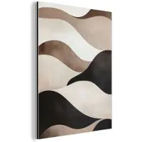MuchoWow Aluminium schilderij 90x120 cm - Wanddecoratie metaal - Golven - Abstract - Beige - Metalen muurdecoratie woonkamer - Decoratie industrieel - Foto op dibond - Industriële accessoires slaapkamer