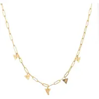 Go Dutch Label Ketting Schakel Driehoek Stenen Wit Goud N1345-2